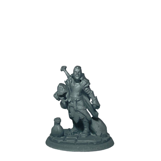 Miniature Male Halfling with stowed sword and shield 28mm