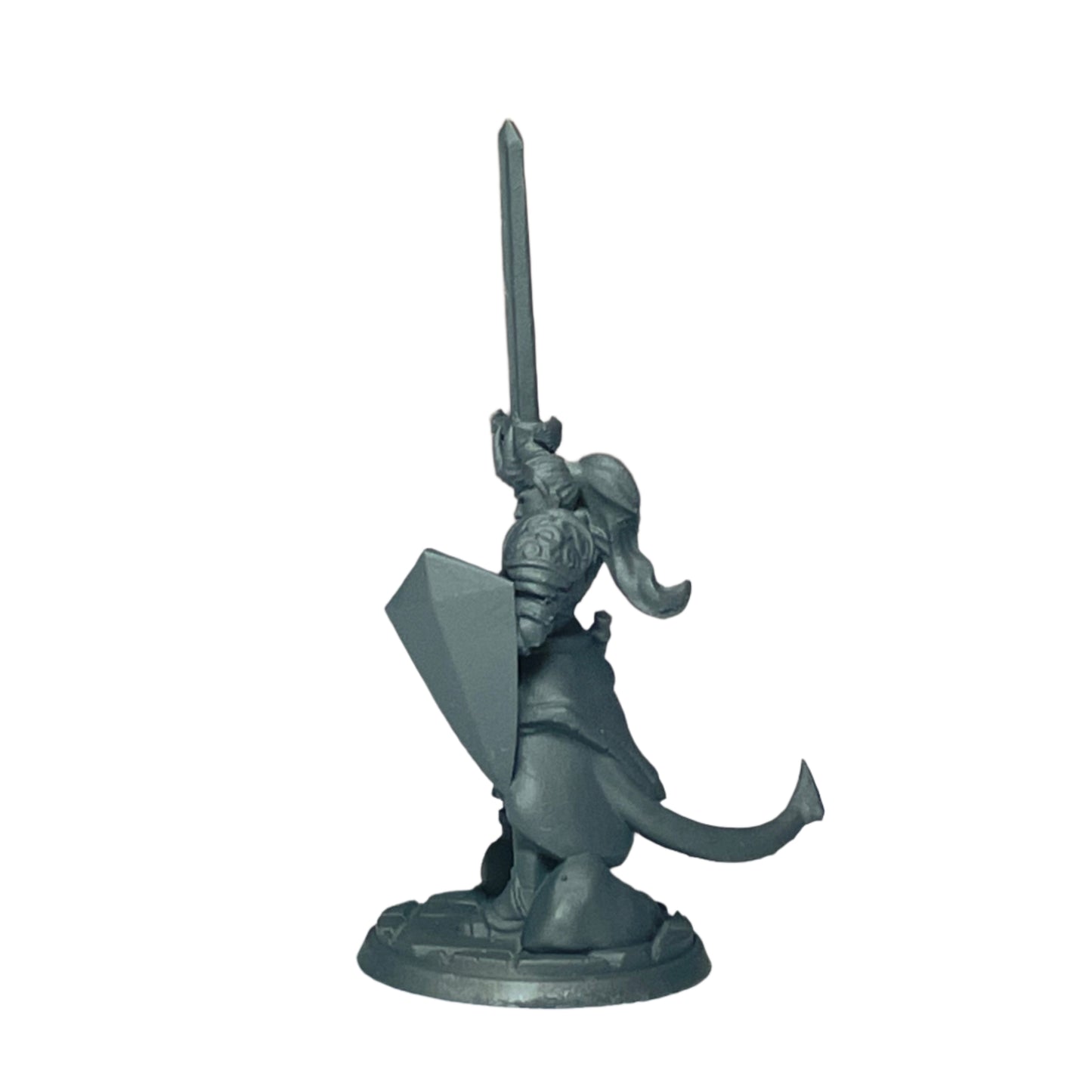 Miniature Female Tiefling Wielding Sword and Shield 28mm