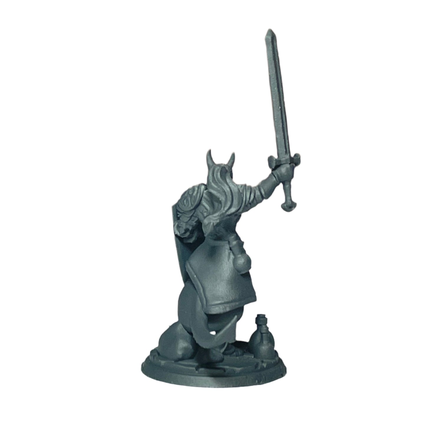 Miniature Female Tiefling Wielding Sword and Shield 28mm