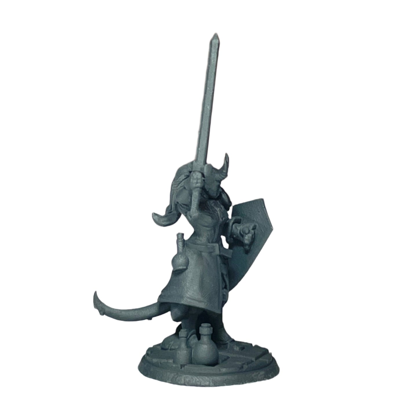 Miniature Female Tiefling Wielding Sword and Shield 28mm